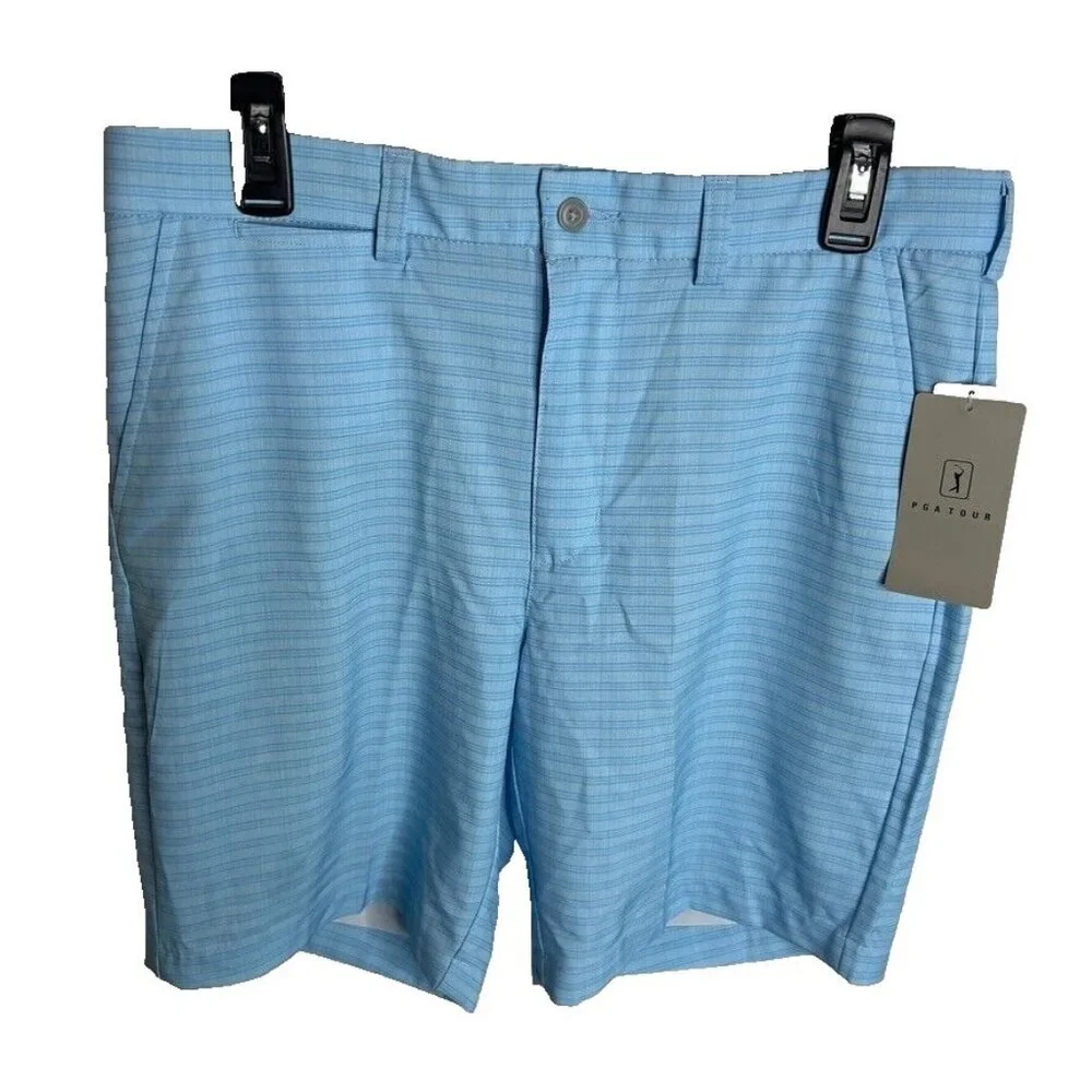 Pga Tour $68 Men's Striped 8" Golf Shorts - Ethereal Blue Size 30 - Picture 1 of 12
